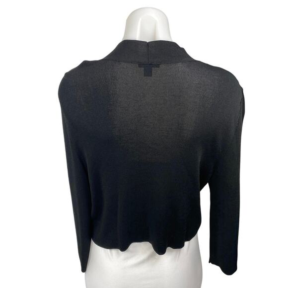 Ann Taylor Women's Black Long Sleeve Cropped Open Cardigan Sweater Top Size L - Picture 2 of 4